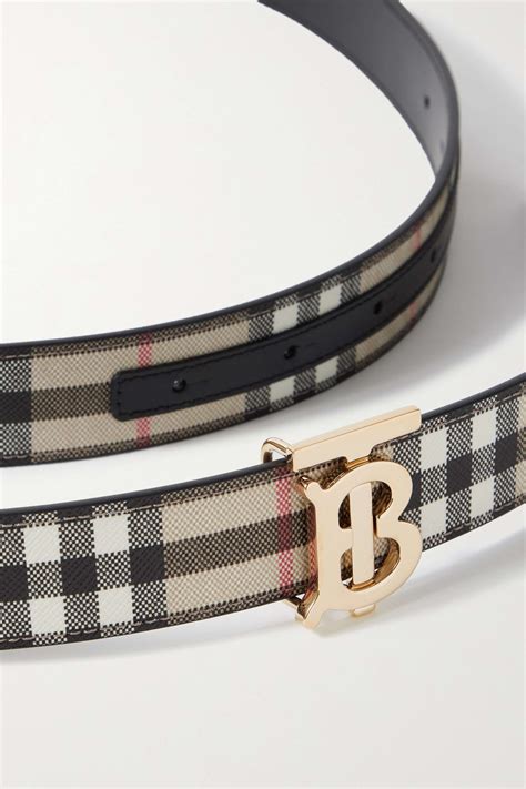 Shop Burberry Monogram TB Buckle Plaid Belt 